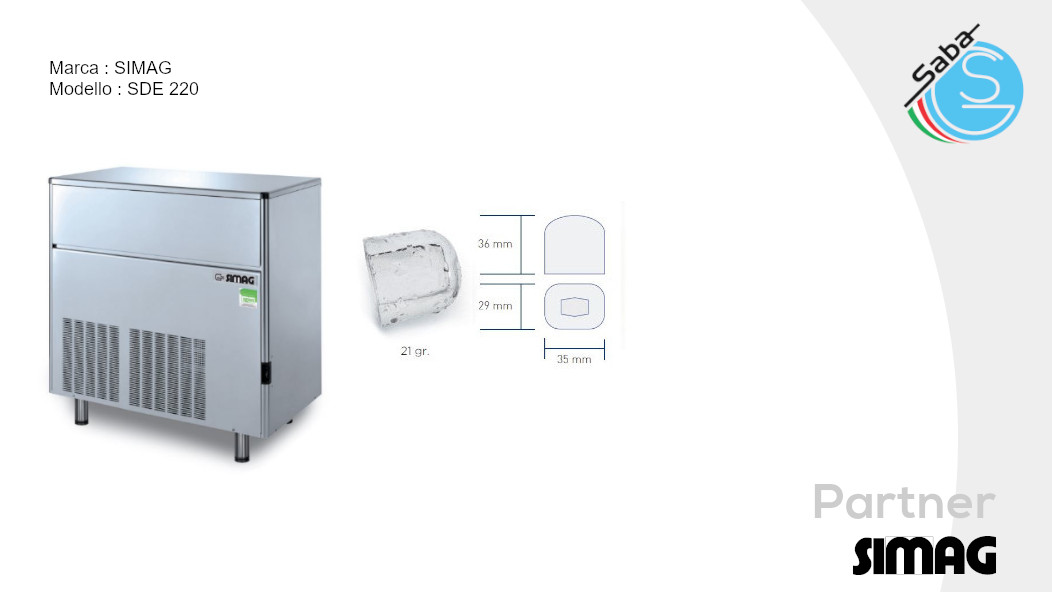 PRODOTTO/I: Fabbricatore di ghiaccio a cubetti cavi SDE 220 SIMAG