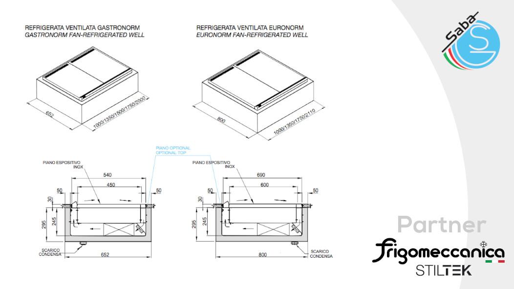 PRODOTTO/I: Drop-in refrig. ventil. con piano a sfioro - semilav. - FRIGOMECCANICA