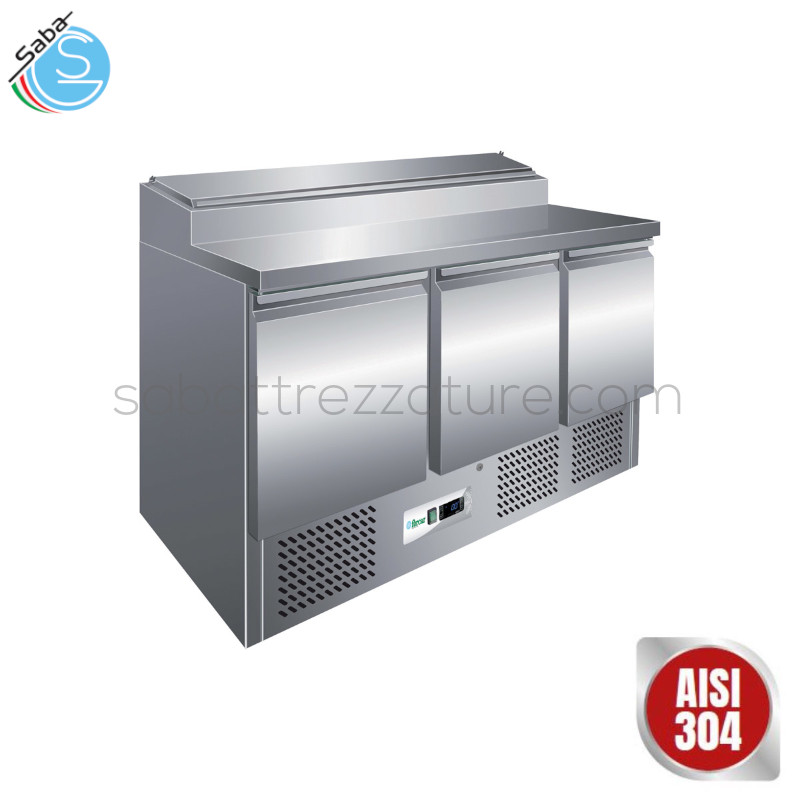 OFFERTA: Saladette refrigerata in Acciaio Inox AISI 304 per insalate GN1/1 statica G-PS300 - Dimensioni esterne 1370 x 700 x 1010(h) mm - Temperatura di lavoro +2°C/+8°C - Capacità n.8 x GN1/6 392 L - Assorbimento (W) 230 - Tensione 220-240V / 50Hz