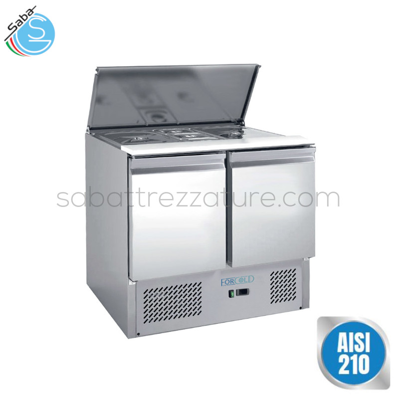 OFFERTA: Saladette refrigerata in Acciaio Inox AISI 210 per insalate GN1/1 statica G-S902-FC - Dimensioni esterne 1045 x 700 x 850(h) mm - Temperatura di lavoro +2°C/+8°C - Capacità n.3 x GN1/1 275 L - Assorbimento (W) 235 - Tensione 220-240V / 50Hz