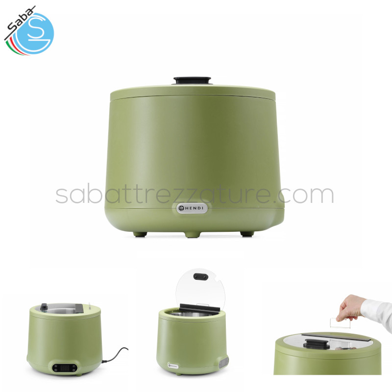 OFFERTA: Bollitore per zuppa - Gamma di temperatura da °C 35 a °C 85 con incrementi di 1 °C - Pannello di controllo: Digitale - Altezza mm 325 - Diametro mm 365 - Colore: Verde - 220-240V/500W