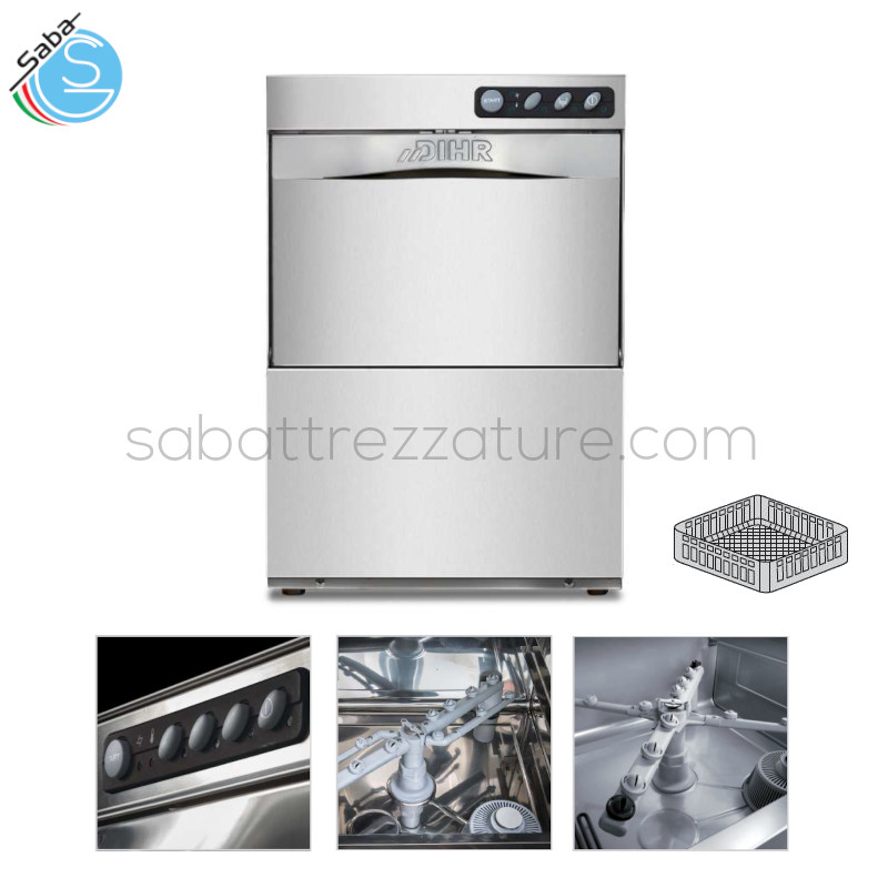 OFFERTA: Lavabicchieri professionale elettromeccanica in acciaio inox AISI 304 - 1 Programma - Alim. Monofase - Potenza 2,59 kW - Altezza bicchiere 195 mm - Cesto bicchieri quadro 350x350x110H mm - Dimensioni 400x495x585H mm - Peso 28 kg