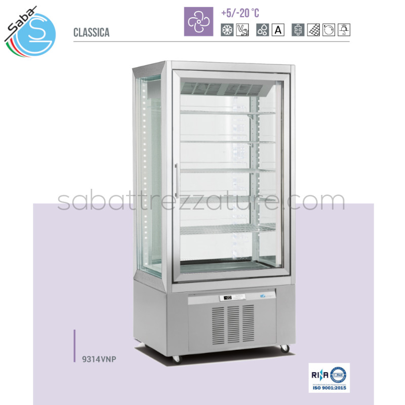 OFFERTA: Vetrina frigorifera verticale 9314VNP +5 / -20°C - Refrig. Ventilata - Capac. lt 600 - Dim. cm 90 x 65 x 190 - Peso kg 205 - Colore Argento - Griglia cromata regolabile 73x45 (x5) - Ill. Led (2 barre led) - Teletermostato digitale - Alim. Monofase