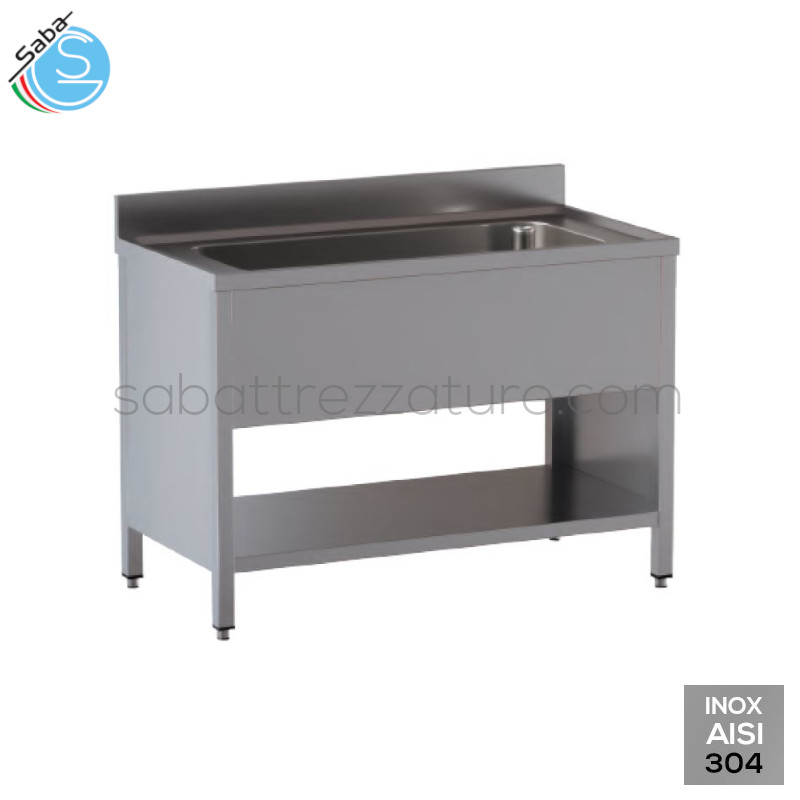 OFFERTA: Lavello lavatoio su fianchi e piano di fondo, costruito in acciaio inox 18/10 AISI 304 - Dimensioni 100x60x85H cm - Dimensioni vasca 80x40x30H cm - Peso 41 kg