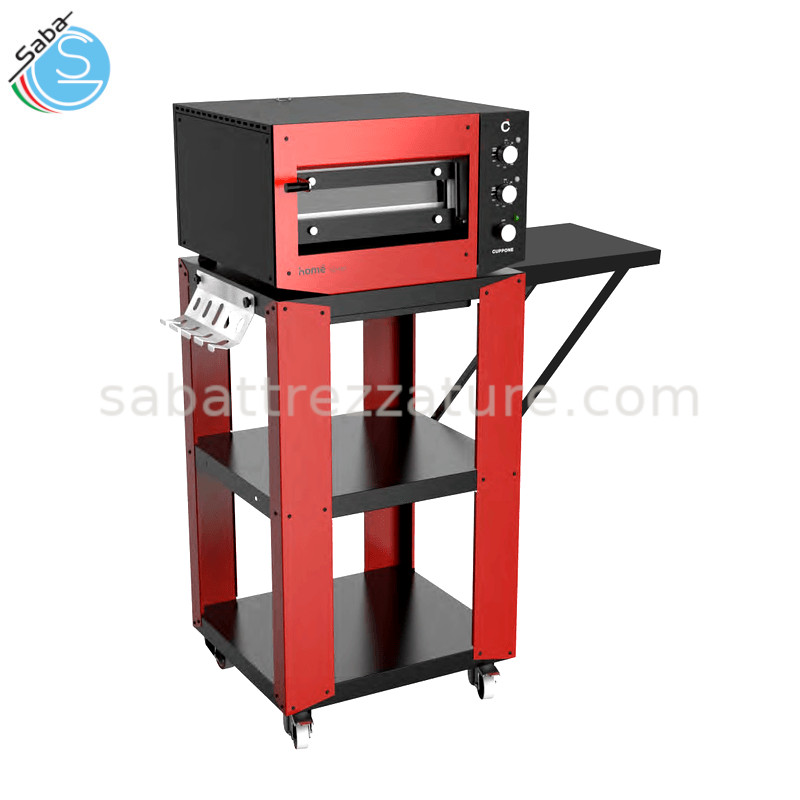 OFFERTA: Supporto con porta pale e piano laterale per forno Cuppone HE400 - Dimensioni esterne: L 122,4 x P 59,3 x H 112,6 cm