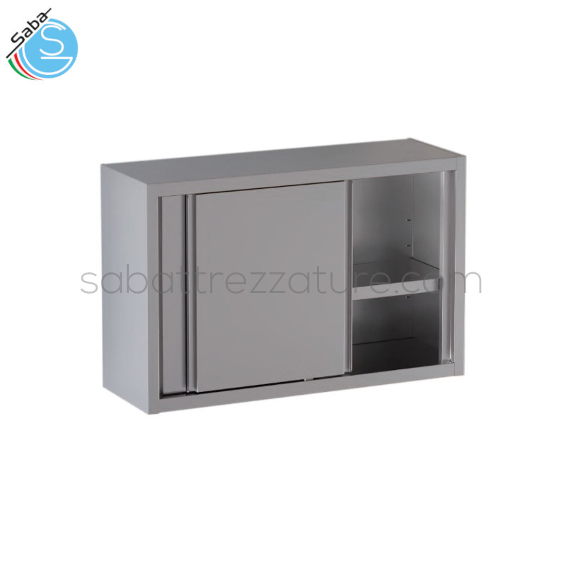 OFFERTA: Pensile in acciaio inox 18/10 AISI 304 con 2 porte scorrevoli e con 1 ripiano liscio - Dimensioni cm L150xP40xH80 - Peso kg 47