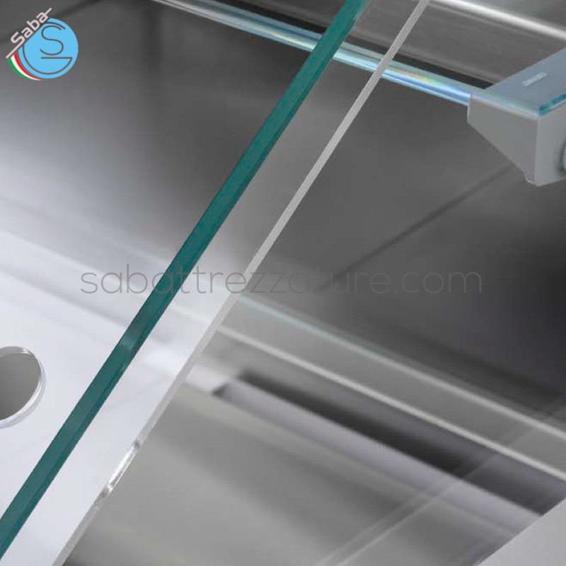 OFFERTA: Scorrevoli posteriori in plexiglass per ESPOSITORE REFRIGERATO/NEUTRO PUNTOK 1377 mm - Vetri Dritti + 1 mensola